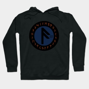 Blue Ansuz Futhark Rune Symbol Hoodie